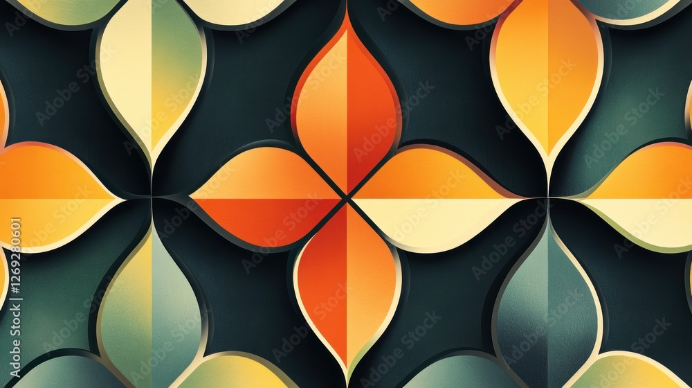 Poster abstract geometric pattern with curving teardrop shapes
