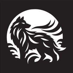 Obraz premium Wolf icon logo black silhouette vector illustration