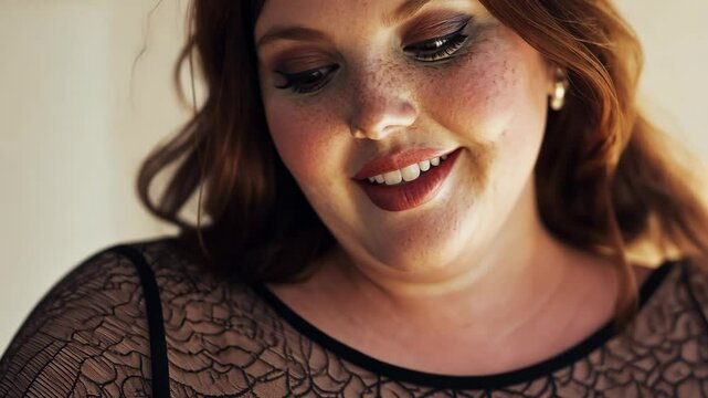Confident plus-size woman embracing self-love and natural beauty. Body positivity, self-acceptance, plus-size empowerment, beauty diversity, self-love movement.