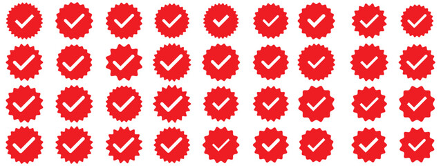 tick done badge. Verified account or profile - vector mark. Premium profile icon. Set of black check marks. Verified badges. Verified badge vector icons. Verification symbol set. Social media account 
