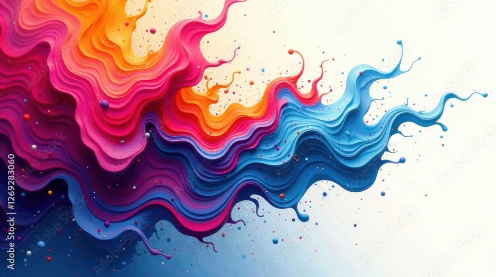 Poster Abstract Colorful Fluid Wave Design with Vibrant Hues and Dynamic Splashes