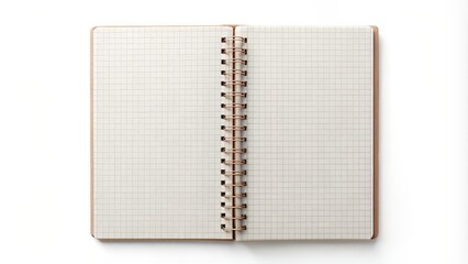 Open Spiral Notebook on White Background