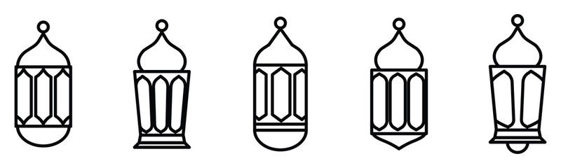 Set of outline Islamic lantern icons