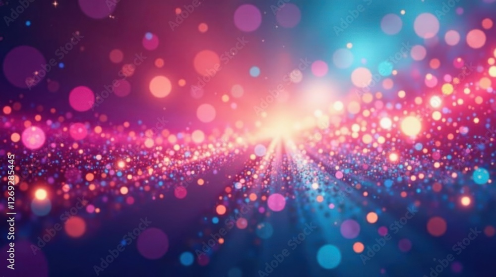 Aufkleber Abstract Sparkling Particle Path A Vibrant and Energetic Design Featuring Colorful Lights and Glowing Bokeh Effects