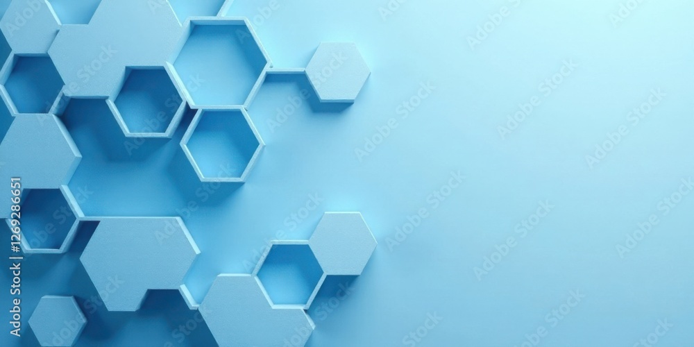 Aufkleber Abstract Hexagon Pattern Background Design  A Contemporary Blue Textured Surface with Geometric Shapes
