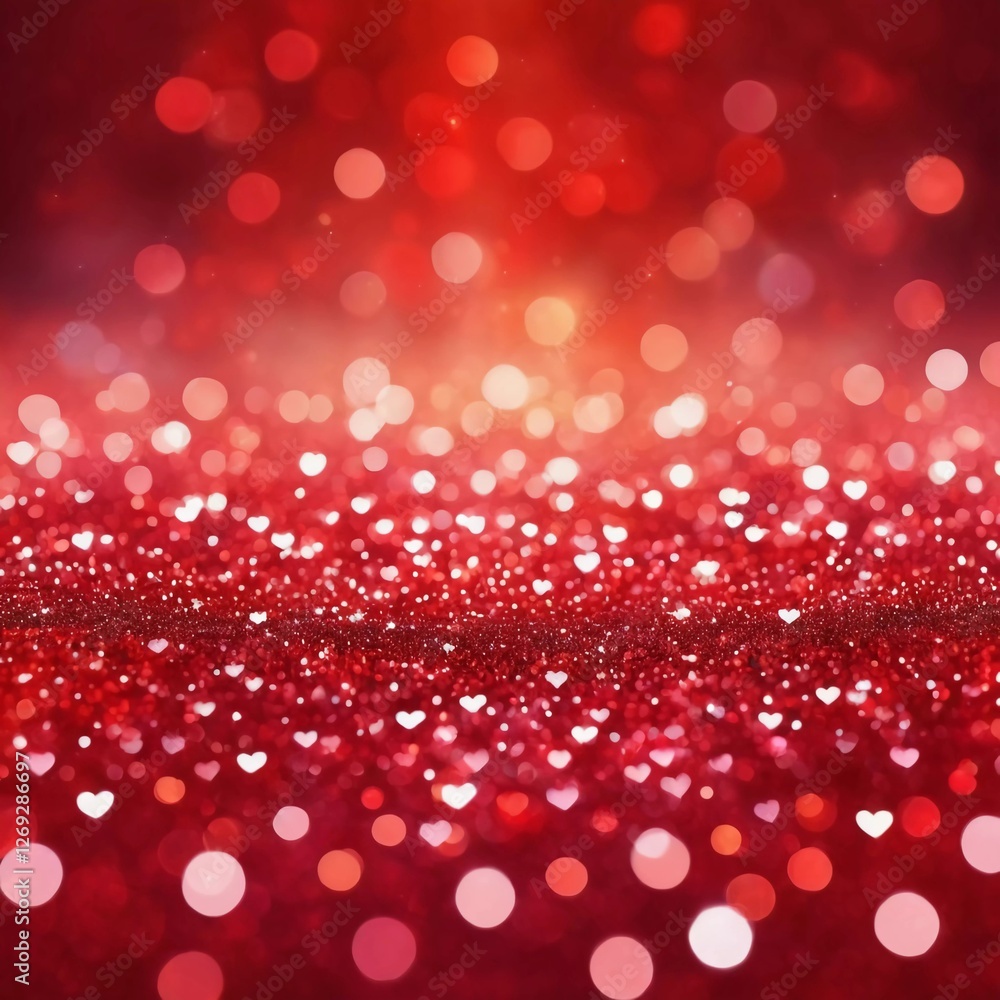 Poster a stunning background features shiny red glitter that sparkles under bright light, creating a festiv