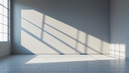 Fototapeta premium Sunlight illuminating empty room with large window and tiled floor