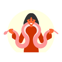woman playing with snake