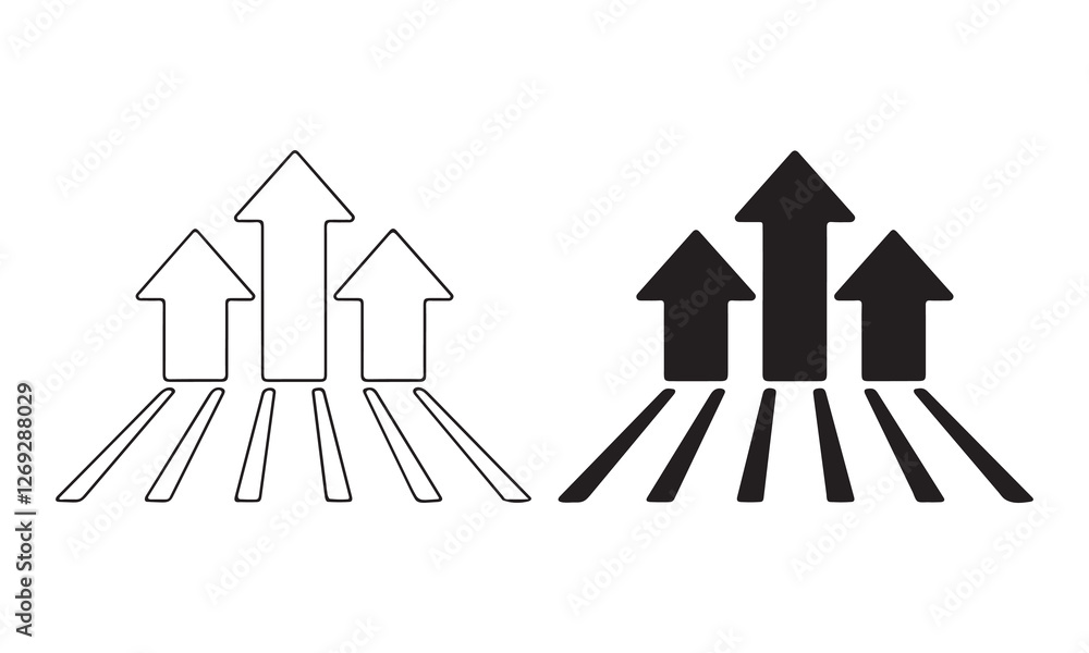 Poster three arrows move upward vector icon