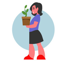 girl with flower pot