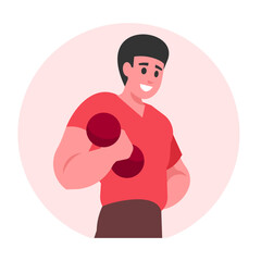 man with dumbbell