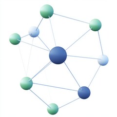 Abstract geometric network of spheres and lines in gradient colors