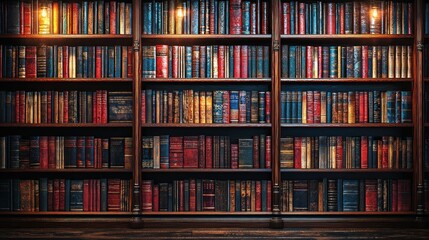 Classic Bookshelf, Library Interior, Reading, Knowledge, Education, Background