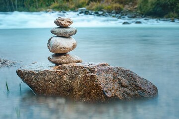 Steinstapel im Wasser