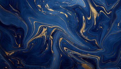 abstract dark blue marble texture with gold splashes blue luxury background