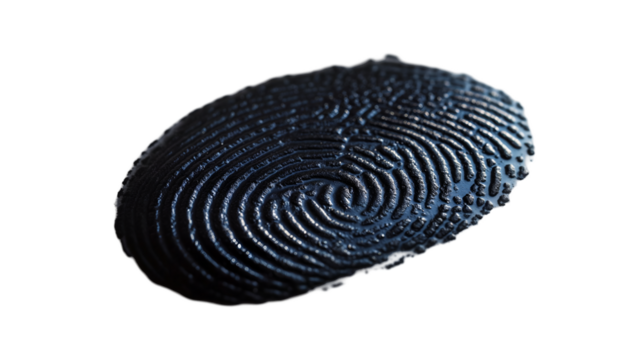 Dark Fingerprint Texture Abstract Design, Black Ink Graphic for Artistic Themes, isolated on transparent background.