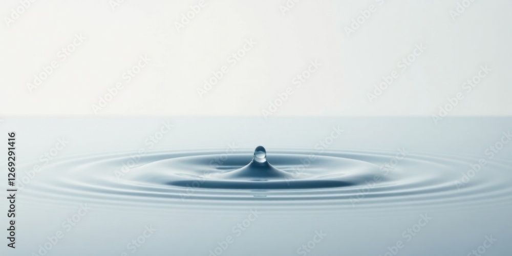 Poster a single drop of water creating perfect concentric circles on a still surface