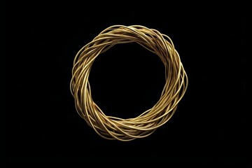a close up of a gold colored wire ring on a black background