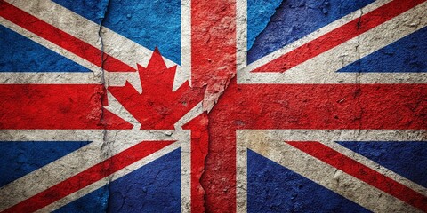 Fototapeta premium Union Jack and Maple Leaf: A Symbolic Blend of Canadian and British Heritage - Stock Photo