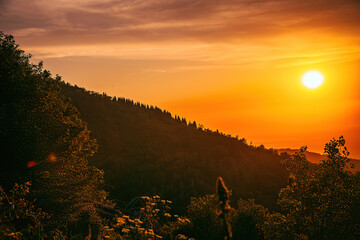 sunset in the mountains