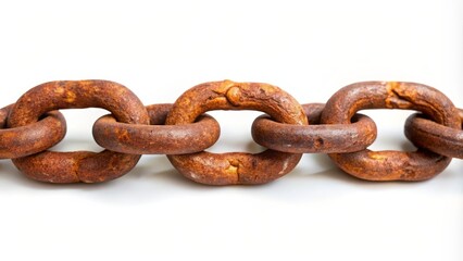 Rusty Chain Links on White Background