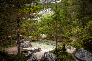 Landscape of Isar river origin, Scharnitz, Austria