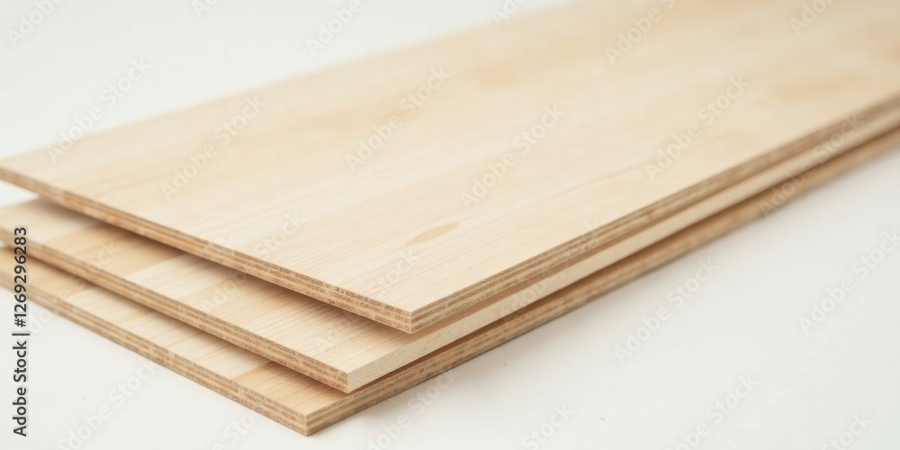 Poster stack of light-colored wood sheets ideal for crafting and construction projects