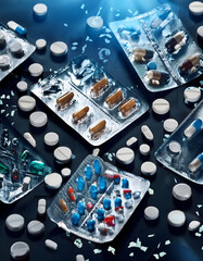 An abstract digital collage featuring shattered screens with medicine icons and scattered pills, symbolizing the disintegration of pharmaceutical supply and a profound medicine shortage crisis.