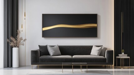 Sophisticated Calm: Gold Wave on Black