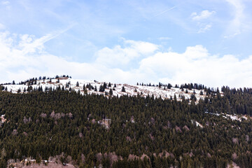 Beautiful views of the snow-capped mountains.Blue sky over snow-capped mountains