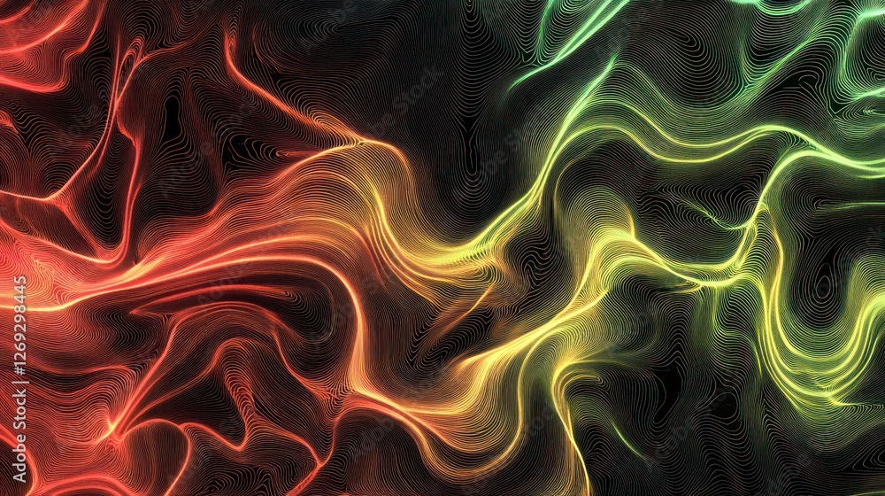 Poster abstract wavy lines gradient color pattern design