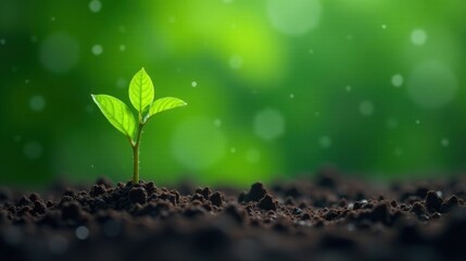A Tiny Sprout Emerges, Reaching for Sunlight in Rich Earth, Symbolizing Growth and Renewal