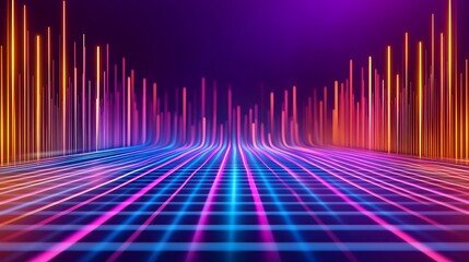 Abstract neon lines forming a futuristic road.