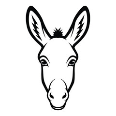 Donkey line art face silhouette vector illustration graphic.