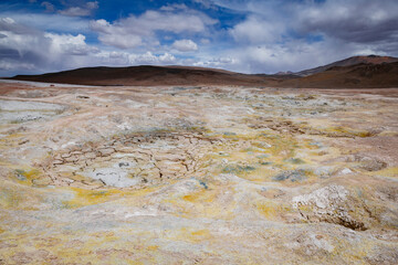 Colors of Sol de Manana geothermal area in Bolivia