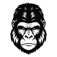 Gorilla face silhouette vector illustration.