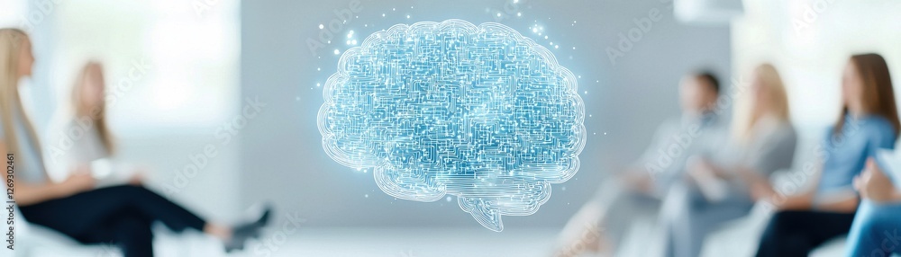 Poster modern digital brain concept representing artificial intelligence and innovation in business discuss