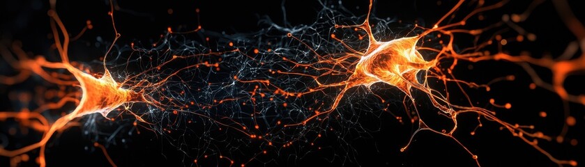 A vibrant depiction of neural connections, showcasing glowing neurons and intricate patterns against a dark backdrop.
