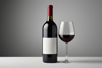 there is a bottle of wine and a glass of wine on a table