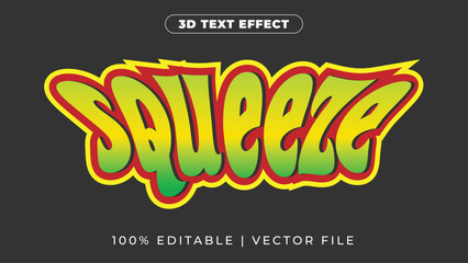 Squeeze 3d text effect green color, eps vector, text effects fully Editable	
