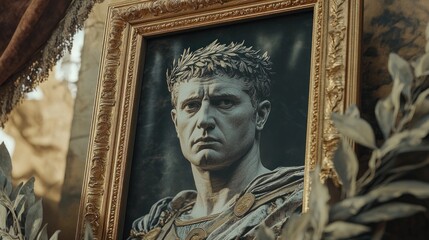 Obraz premium Framed legacy, A historical portrayal of noble emperor's timeless portrait