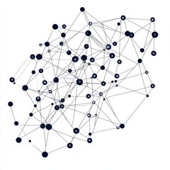 Complex network of connected nodes and lines illustrating interconnected digital data structure
