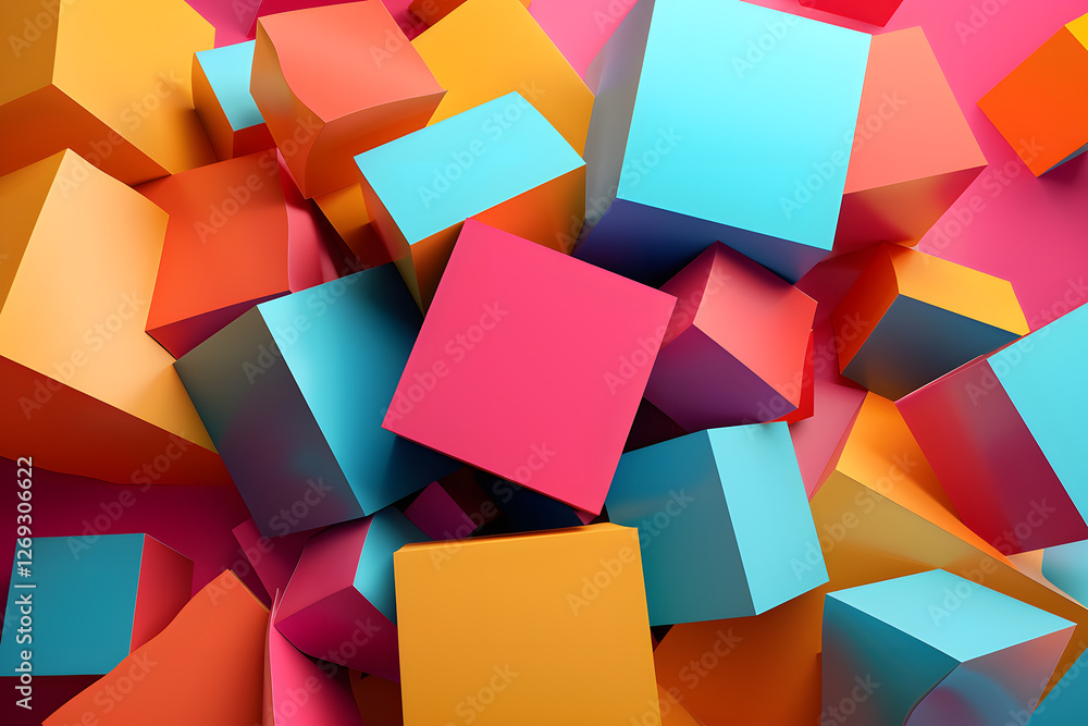Aufkleber colorful abstract 3d cube background