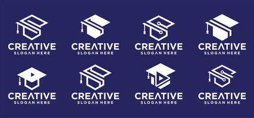 collection of initial letters s education, graduation hat logo design template, online learning.