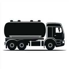 Black Silhouette of a Tanker Truck Transportation Logistics Delivery Vehicle
