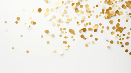 Gold  White Confetti Scattered on White Background