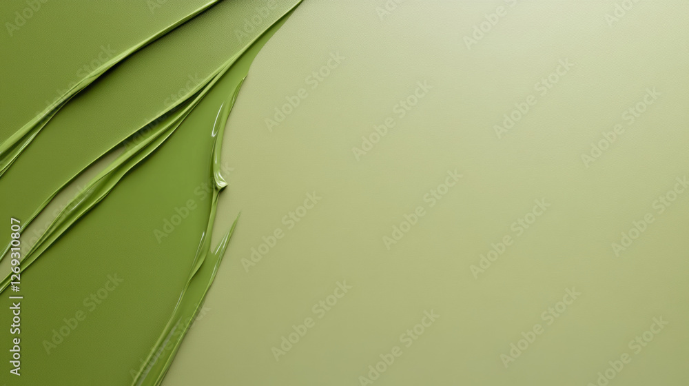 Poster background, smooth green paint texture with subtle brush strokes creating a calming visual effect.