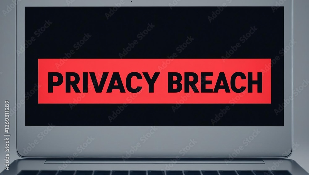 Poster a computer screen displays a bold warning message in red: 