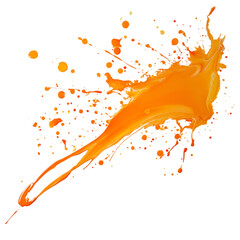 Orange Paint Splatter Design Burst hot isolated on transparent background