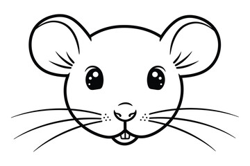 Rat face line art silhouette vector.